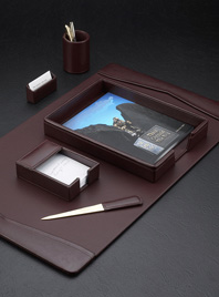 Wine Leather Desk Mat Set