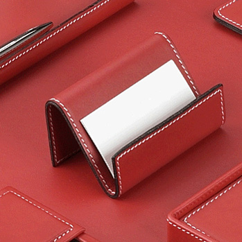 Red Leather Desk Blotter and Accessories